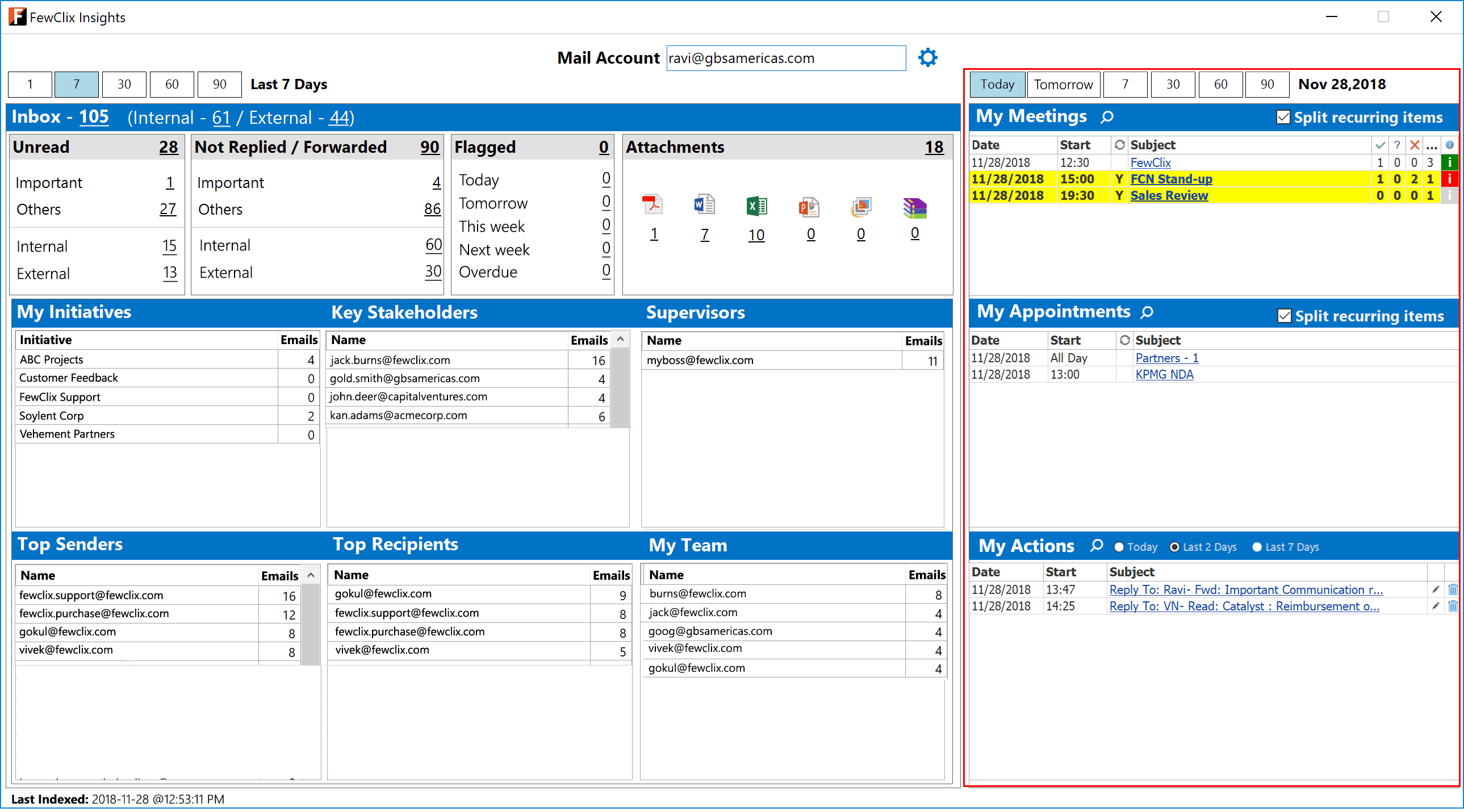 FewClix for Outlook Insights Smarter Calendar