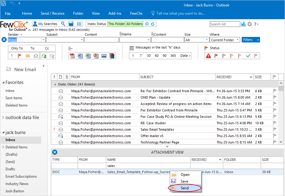 Screen 2 - How do I search for a specific type of attachment