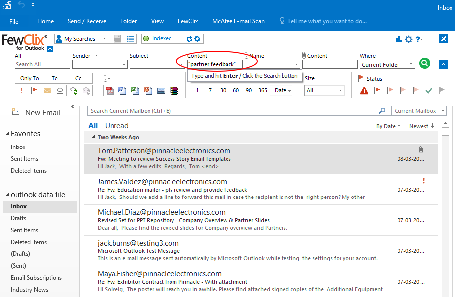 FewClix weekly tip - Finding emails exact word match